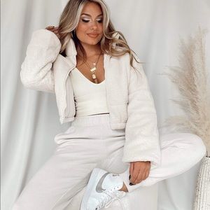 Cropped Teddy/Puffer Jacket